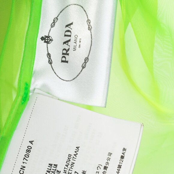 Prada AW/18 Runway Neon-Green Organza Tie-Neck Sleeveless Blouse - Picture 7 of 11